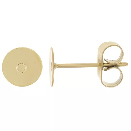 6mm Stainless steel 303L Disc earstuds - Gold x20