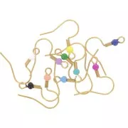 19mm Stainless steel 304L Earwires ball epoxy resin - Gold -Multicolored x20