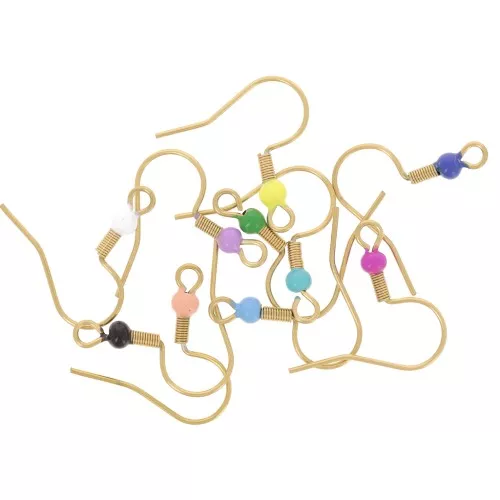 19mm Stainless steel 304L Earwires ball epoxy resin - Gold -Multicolored x20