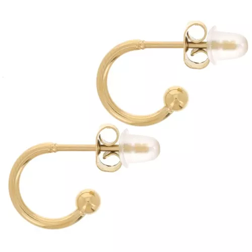 10mm 304L stainless steel Open hoop earrings with small ball - Gold x2