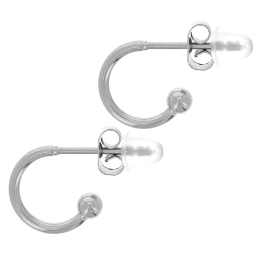 10mm 304L stainless steel Open hoop earrings with small ball x2