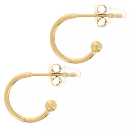 12mm 304L stainless steel Open hoop earrings with small ball - Gold x2