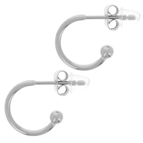 12mm 304L stainless steel Open hoop earrings with small ball x2