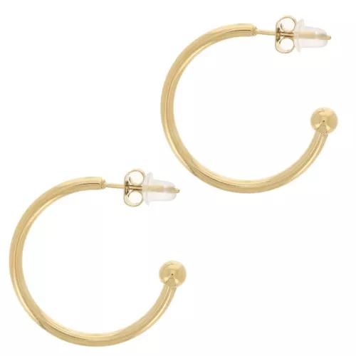 24mm 304L stainless steel Open hoop with small ball - Gold x2
