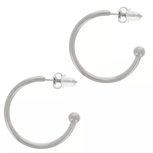 24mm 304L stainless steel Open hoop with small ball x2
