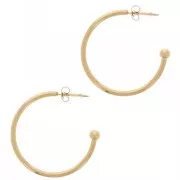 30mm 304L stainless steel Open hoop earrings with small ball - Gold x2