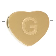 6x7mm Stainless steel 316L heart shape alphabet bead - G - Gold x1|raw }}