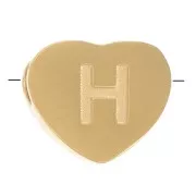 6x7mm Stainless steel 316L heart shape alphabet bead - H - Gold x1