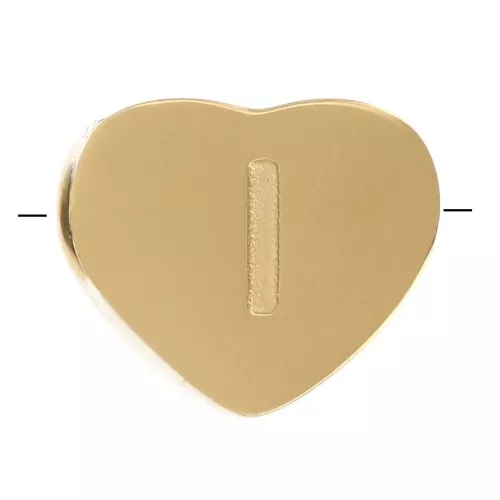 6x7mm Stainless steel 316L heart shape alphabet bead - I - Gold x1