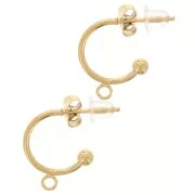 12mm 304L stainless steel Open hoop earrings - small ball - Gold x2