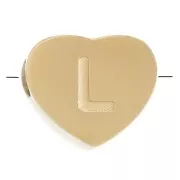 6x7mm Stainless steel 316L heart shape alphabet bead - L - Gold x1