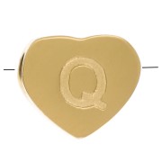 6x7mm Stainless steel 316L heart shape alphabet bead - Q - Gold x1|raw }}