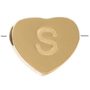 6x7mm Stainless steel 316L heart shape alphabet bead - S - Gold x1|raw }}