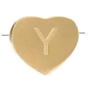 6x7mm Stainless steel 316L heart shape alphabet bead - Y - Gold x1