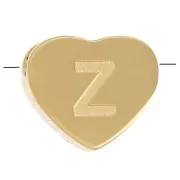 6x7mm Stainless steel 316L heart shape alphabet bead - Z - Gold x1