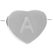6x7mm - Stainless steel 316L alphabet heart shape bead - A x1
