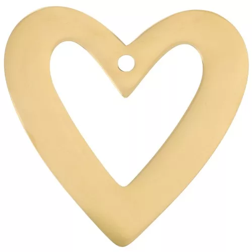 37x38mm 316L stainless steel Hollow heart pendants - Gold x2