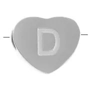 6x7mm - Stainless steel 316L alphabet heart shape bead - D x1