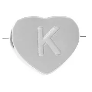 6x7mm - Stainless steel 316L alphabet heart shape bead - K x1