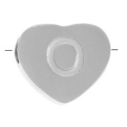 6x7mm - Stainless steel 316L alphabet heart shape bead - O x1|raw }}