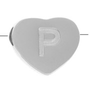 6x7mm - Stainless steel 316L alphabet heart shape bead - P x1|raw }}