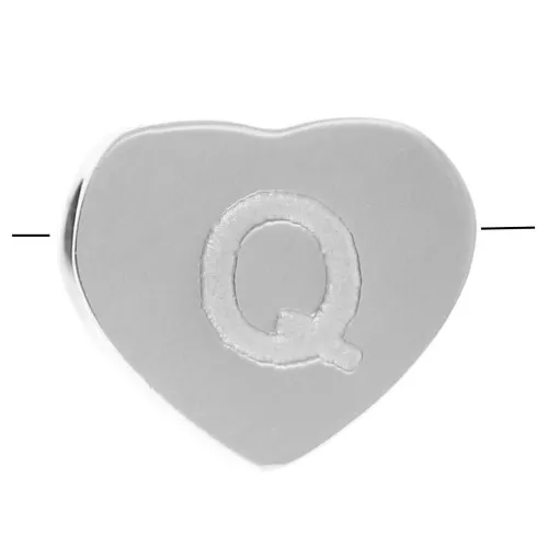 6x7mm - Stainless steel 316L alphabet heart shape bead - Q x1