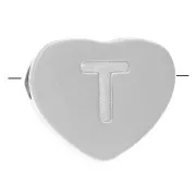 6x7mm - Stainless steel 316L alphabet heart shape bead - T x1