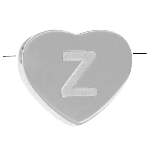 6x7mm - Stainless steel 316L alphabet heart shape bead - Z x1