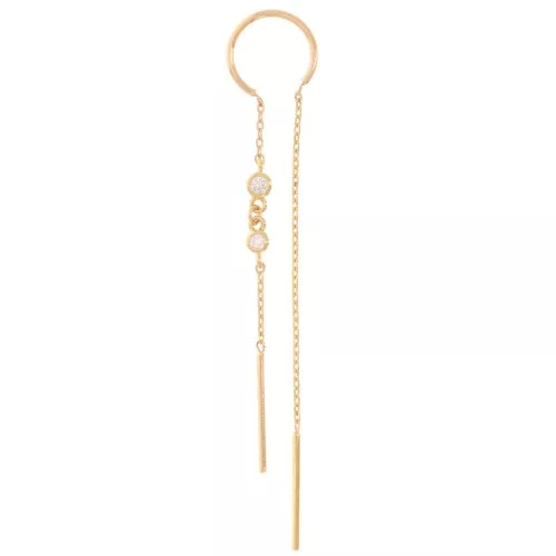 2-hole dangle earring - 61mm with CZ - 3-micron gold-plated x1