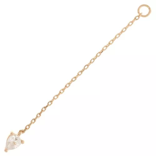43x4mm Pendant chain with pear Zirconium oxide - 3 microns Gold plated x1