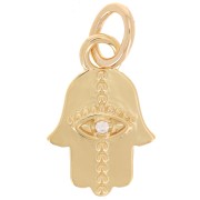 15x10mm Fatma Hand Pendant with Zirconium Oxide - 3 microns Gold Plated x1|raw }}