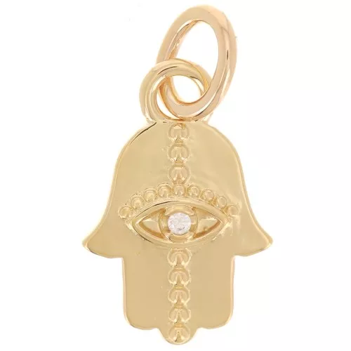 15x10mm Fatma Hand Pendant with Zirconium Oxide - 3 microns Gold Plated x1