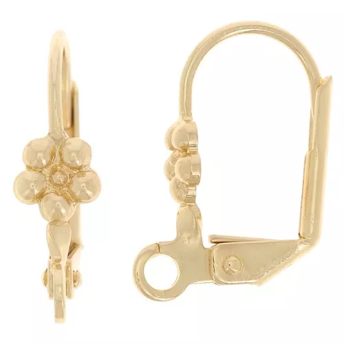 Flower sleepers with 16 mm gold ring x4
