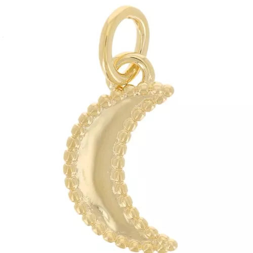 15x8.5mm Moon pendant with small balls - 3-micron gold-plated x1