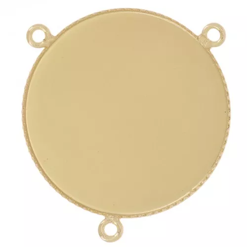 Spacer crimped 3 rings for cabochon flat bottom 25 mm Gold x1