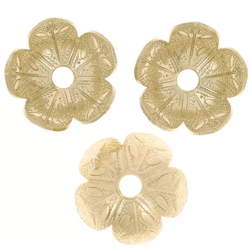 Flower bowls worked 9 mm - Gold x20