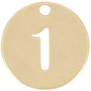 12mm 304 stainless steel Round charm - number 1 - Gold x1|raw }}
