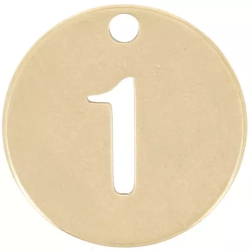 12mm 304 stainless steel Round charm - number 1 - Gold x1