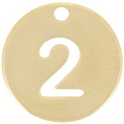 12mm 304 stainless steel Round charm - number 2 - Gold x1
