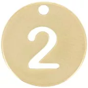 12mm 304 stainless steel Round charm - number 2 - Gold x1