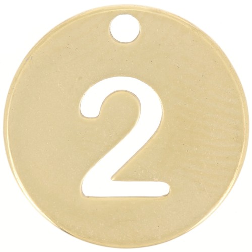 12mm 304 stainless steel Round charm - number 2 - Gold x1
