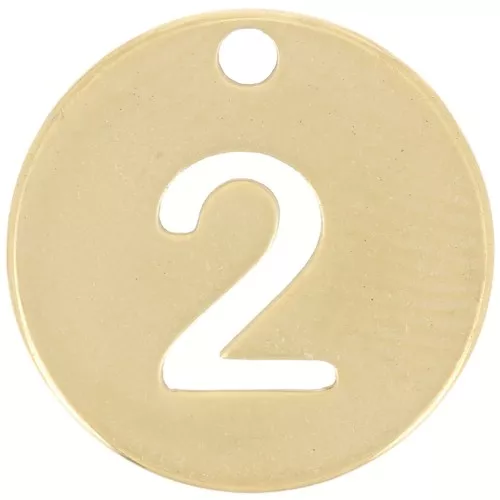 12mm 304 stainless steel Round charm - number 2 - Gold x1