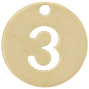12mm 304 stainless steel Round charm - number 3 - Gold x1
