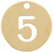 12mm 304 stainless steel Round charm - number 5 - Gold x1