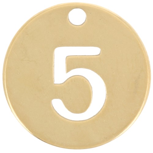 12mm 304 stainless steel Round charm - number 5 - Gold x1