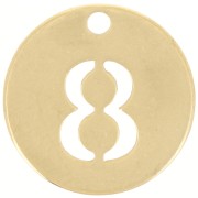 12mm 304 stainless steel Round charm - number 8 - Gold x1