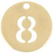 12mm 304 stainless steel Round charm - number 8 - Gold x1