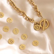 12mm 304 stainless steel Round charm - number 8 - Gold x1