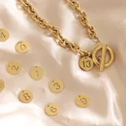 12mm 304 stainless steel Round charm - number 8 - Gold x1