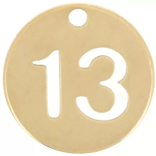 12mm 304 stainless steel Round charm - number 13 - Gold x1